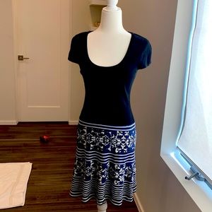 Nanette Lepore sleeveless drop waist cotton knit dress.